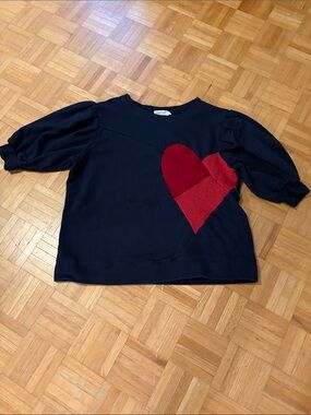 Preloved. Top  with Red Heart Accent NWOT